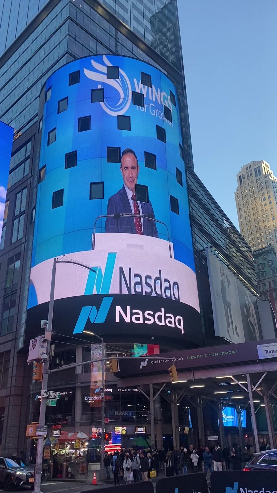 Joe Kennedy on the Nasdaq Tower in Times Square, New York